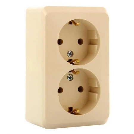 Розетка двойная 2К+З Systeme Electric Этюд 16A 250V кремовая PA16-007K