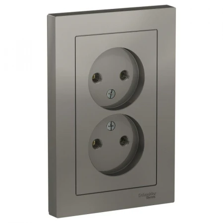 Розетка двойная 2К Systeme Electric AtlasDesign 16A 250V сталь ATN000920