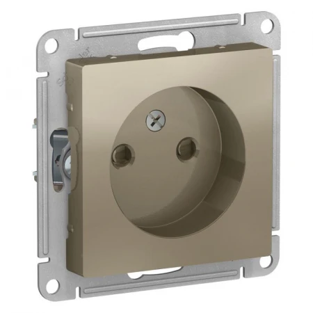Розетка 2К Systeme Electric AtlasDesign 16A 250V со шторками шампань ATN000549