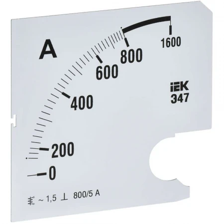 Шкала сменная для амперметра Э47 800/5А класс точности 1,5 96х96мм IEK IPA20D-SC-0800