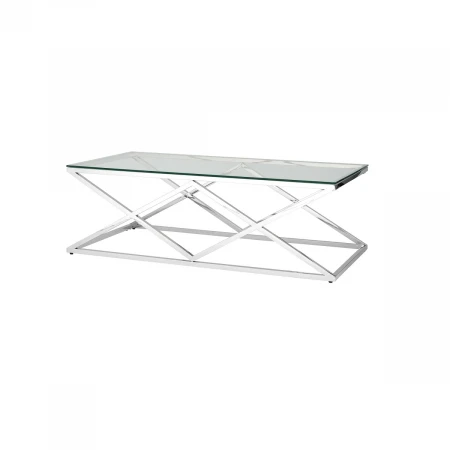 Журнальный стол Stool Group Инсигния 120*60 прозрачное стекло/сталь серебро УТ000001504
