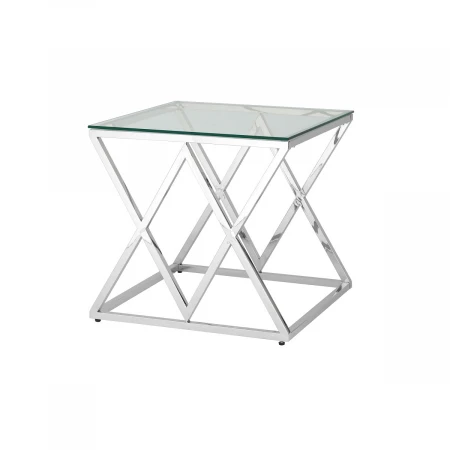 Журнальный стол Stool Group Инсигния 55*55 прозрачное стекло/сталь серебро УТ000001506