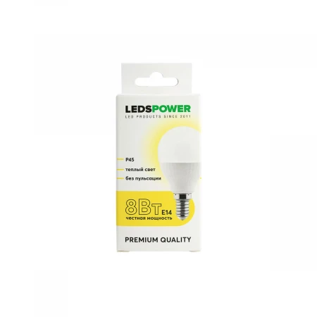 Светодиодная лампа LEDS POWER P45 E14 8Вт 3000К 006734