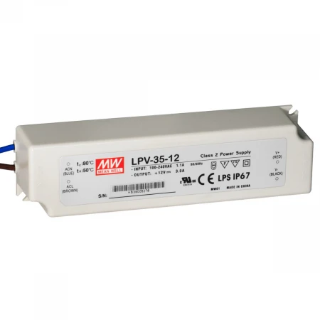 Блок питания Mean Well, герметичный, LPV-35-12, в пластиковом корпусе LPV-35-12